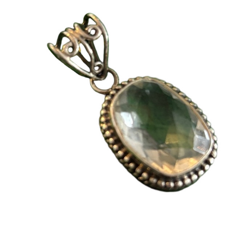 Elegant Vintage Sterling Silver and Crystal Pendant
